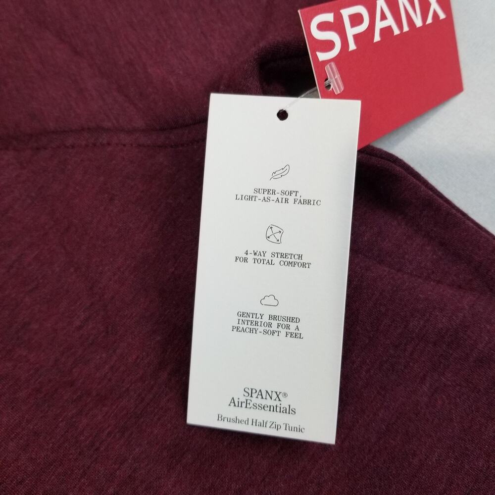 SPANX AirEssentials Pullover Womens Medium Burgundy Brushed Half Zip Tunic NWT - Picture 7 of 14